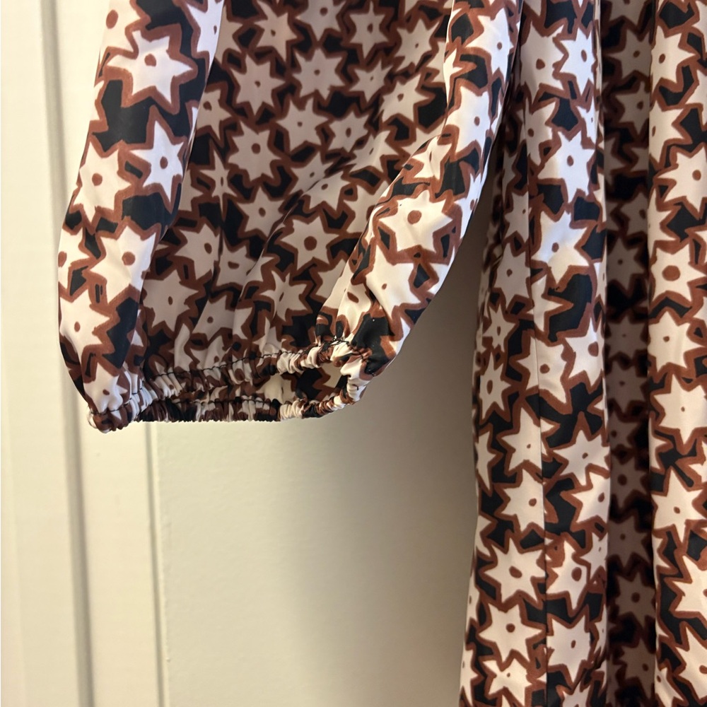NWOT Anthropologie Geometric Star Dress in Black and Brown. Size Large Pettie. - Picture 8 of 9